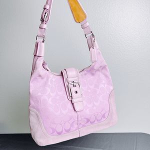 COACH Jackie soho bag with signature canvas and suede in a baby pink 6824